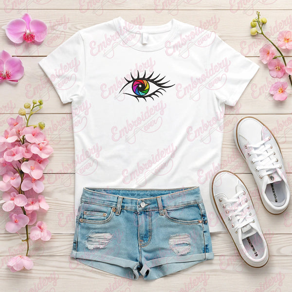 Camera Shutter in Eye Embroidery Design