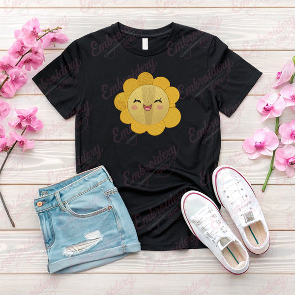 Smiling Sun Embroidery Design