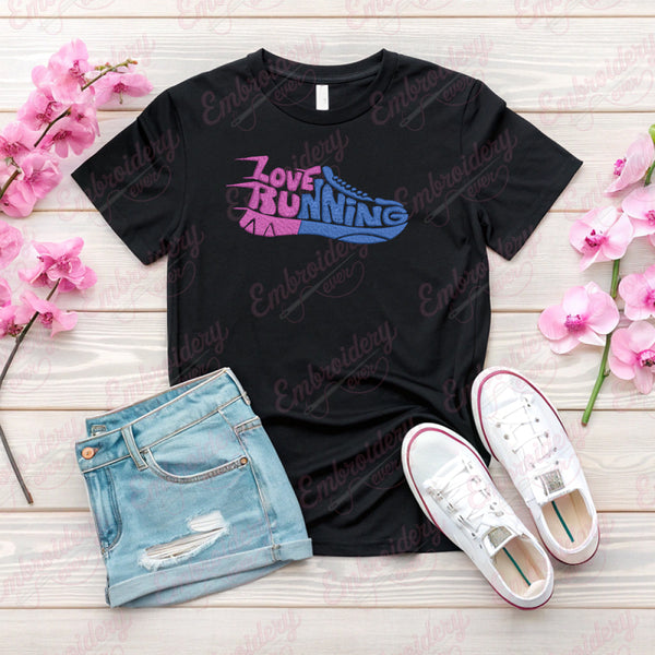 Love Running Embroidery Design