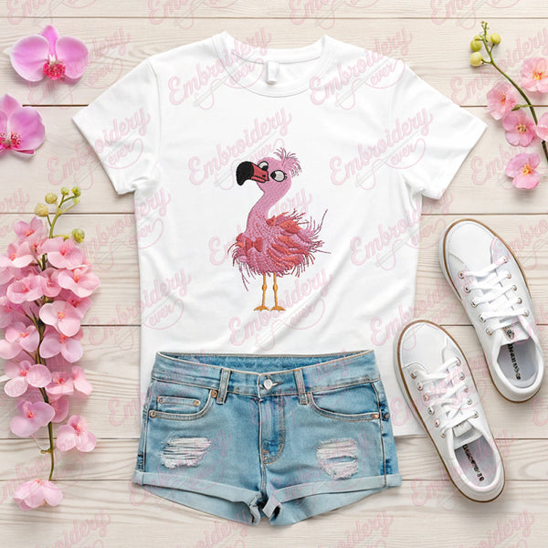 Crazy Flamingo Machine Embroidery Design