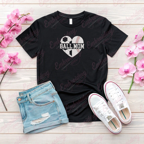 Baseball & Soccer Mom Heart Embroidery Design