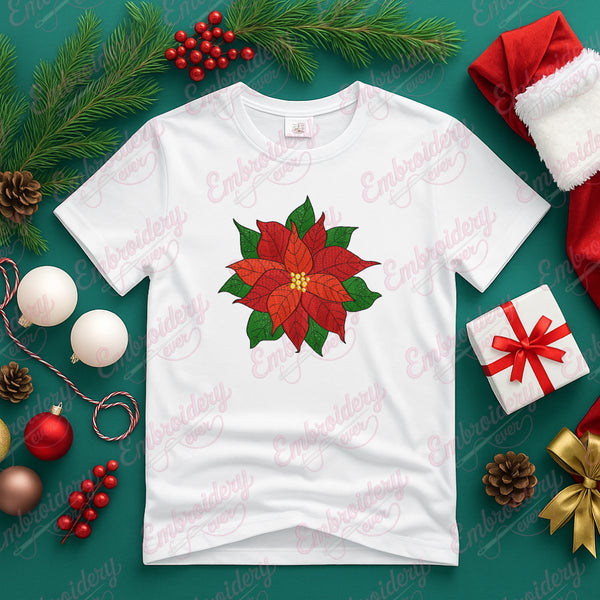 Christmas Flower Applique Machine Embroidery Design