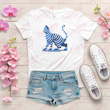 Abstract Blue Cat Embroidery Design