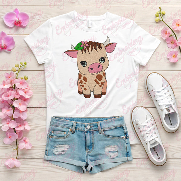 Cute Baby Cow Embroidery Design