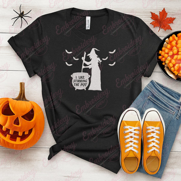 I Like Stirring The Pot Halloween Embroidery Design