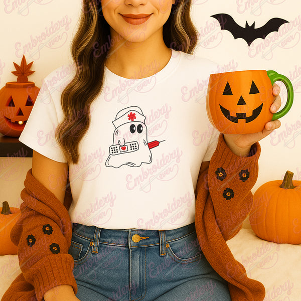 Boo Boo Crew Halloween Nurse Ghost Embroidery Design