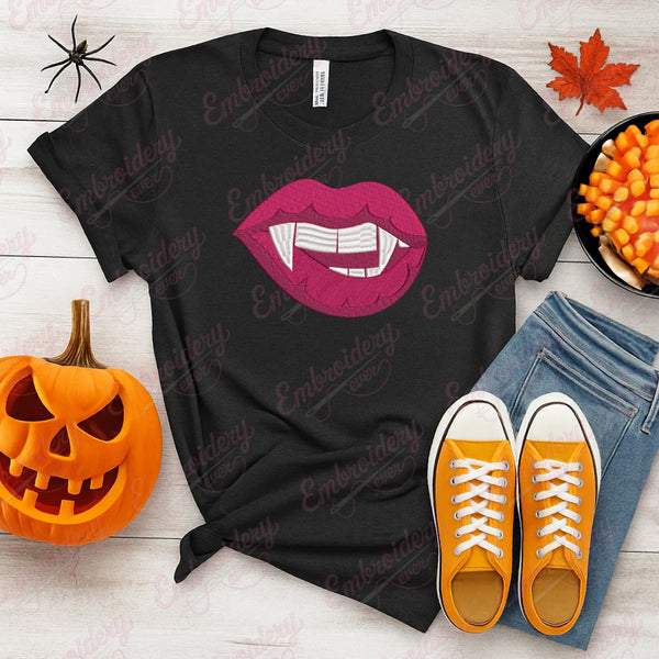 Vampire Lips Halloween Embroidery Design