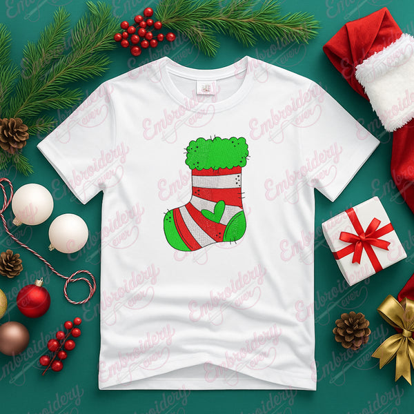 Merry Christmas Stocking Embroidery Design