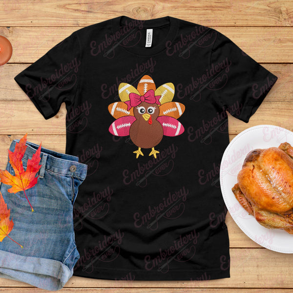 Football Turkey Balls Thanksgiving Embroidery Design