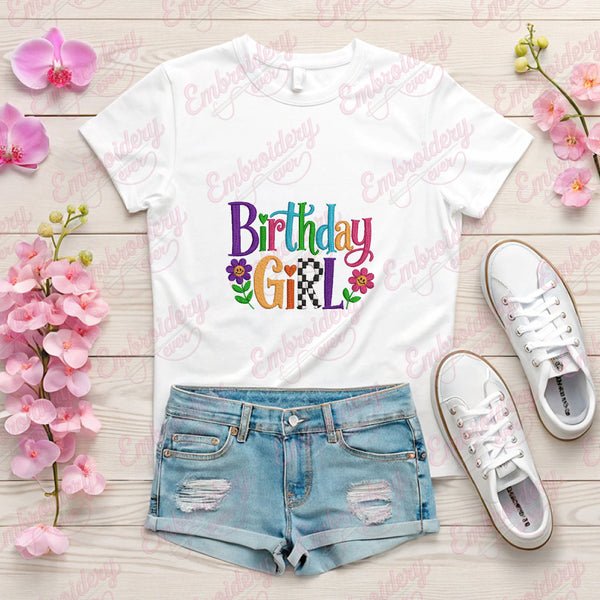 Birthday Girl Colorful Embroidery Design for Women