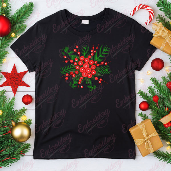 Winter Berry Embroidery Design For Christmas
