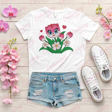Happy Tulip Flower With Face Embroidery Design