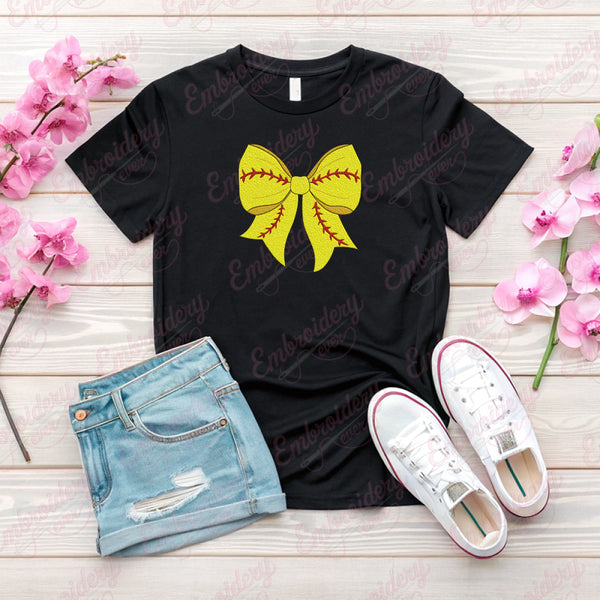 Softball Coquette Bow Embroidery Design