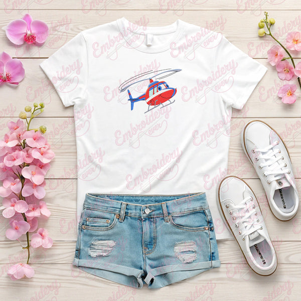 Flying Helicopter Embroidery Design