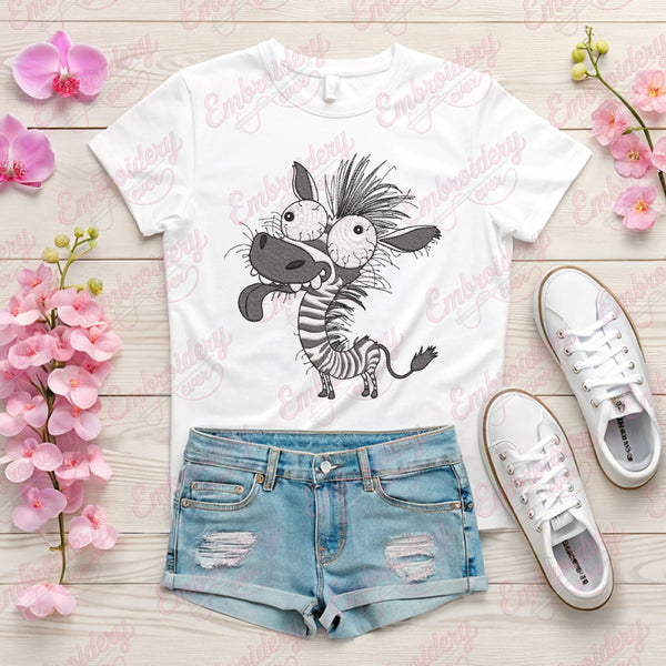 Crazy Zebra Embroidery Design