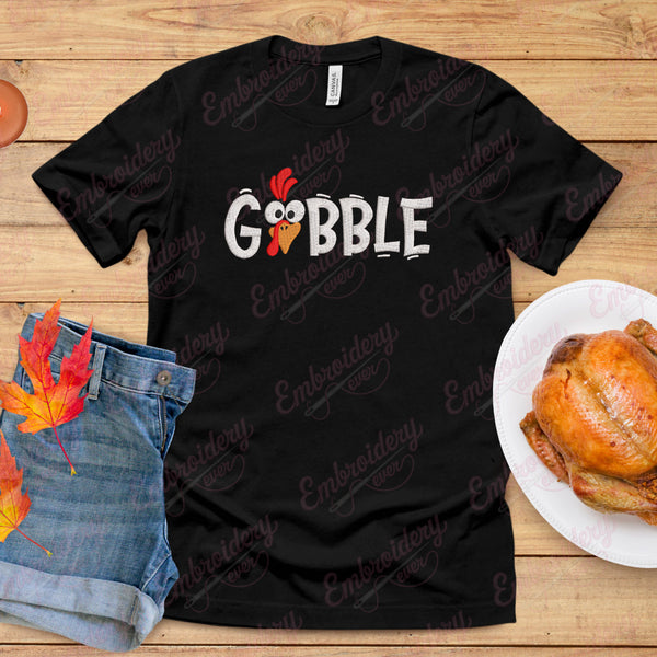 Thanksgiving Gobble Turkey Embroidery Design