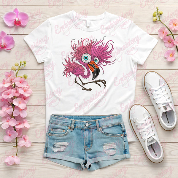 Crazy Flamingo Embroidery Design