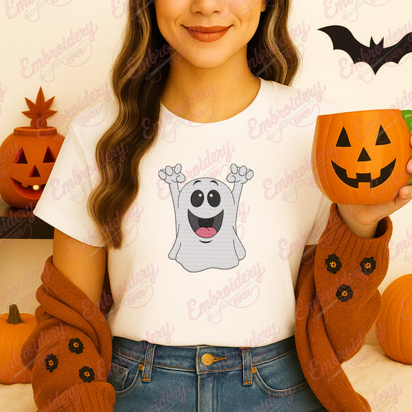 Happy Halloween Ghost Embroidery Design