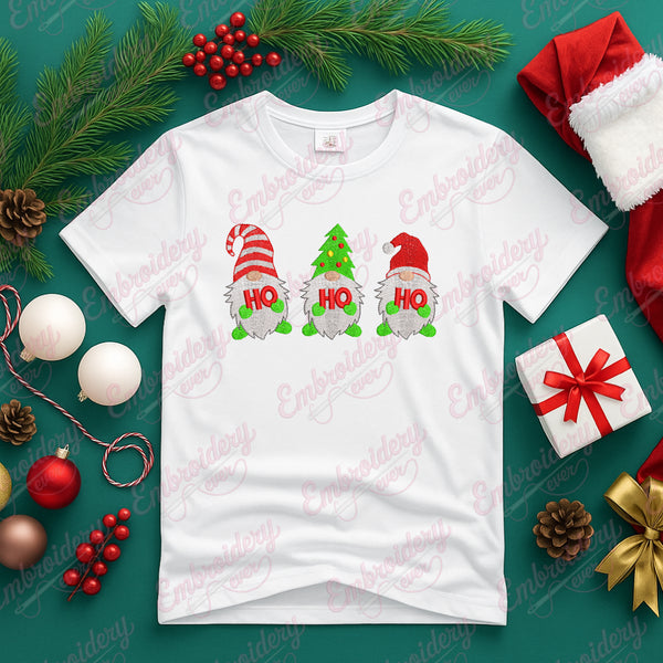 Christmas Ho Ho Ho Gnomes Embroidery Design