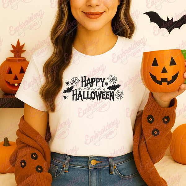 Happy Halloween Text Embroidery Design