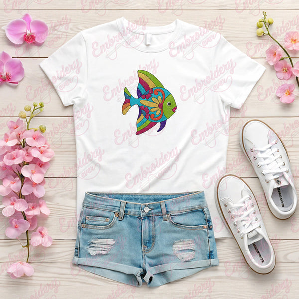 Colorful Ocean Fish Embroidery Design