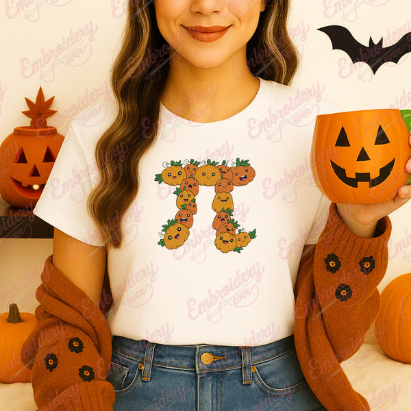 Pumpkin Pi Funny Math Teacher Halloween Embroidery Design