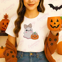 Cute Kawaii Halloween Ghost and Pumpkin Embroidery Design