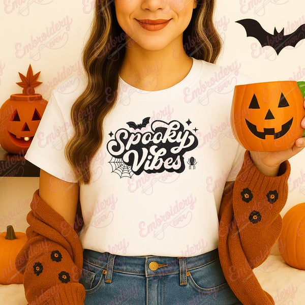 Spooky Vibes Halloween Embroidery Design