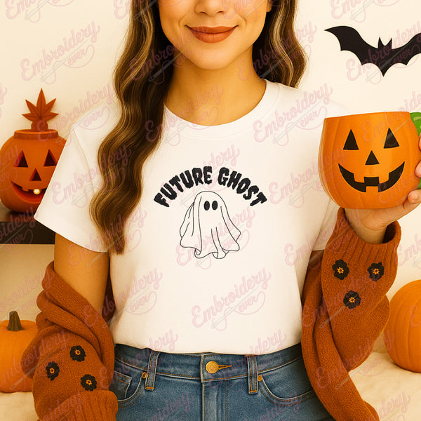 Future Ghost Halloween Embroidery Design