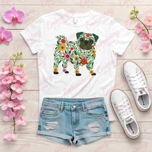 Colorful Botanical Pug Embroidery Design