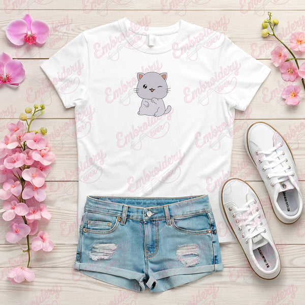 Cute Cat Embroidery Design