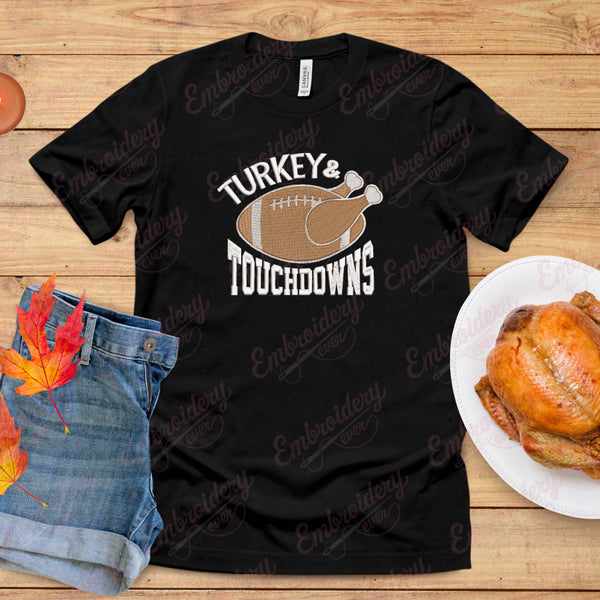 Turkey & Touchdowns Thanksgiving Football Embroidery Design