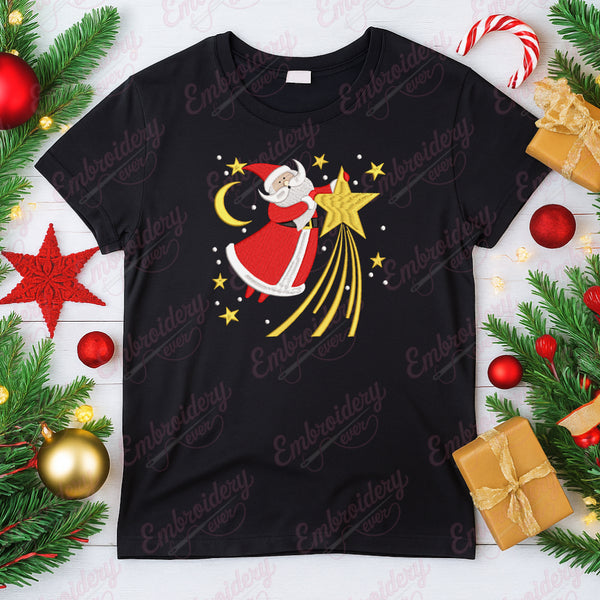 Santa Amidst The Stars Christmas Embroidery Design