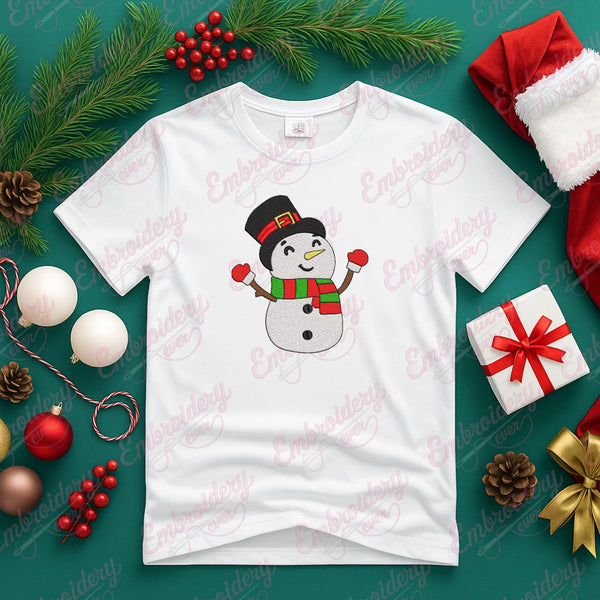 Traditional Christmas Snowman Embroidery Design