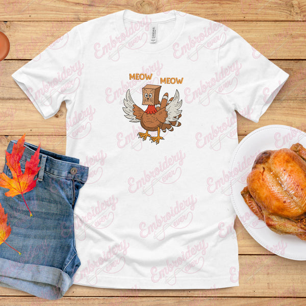 Funny Turkey Cat Thanksgiving Embroidery Design