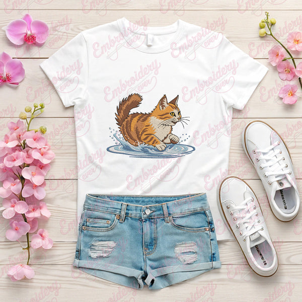 Orange Cat Machine Embroidery Design