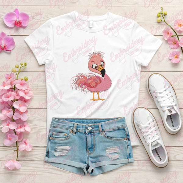 Cute Flamingo Machine Embroidery Design