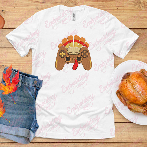 Thanksgiving Turkey Game Controller Embroidery Design