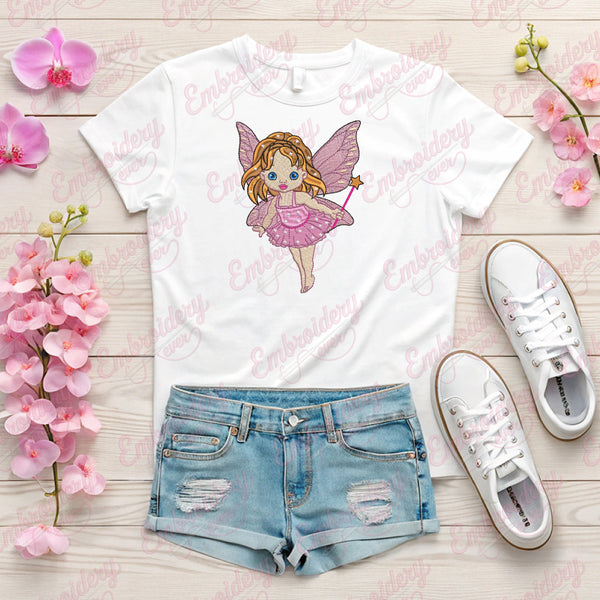 Cute Little Fairy Girl Embroidery Design