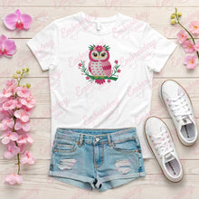 Pink Blossom Owl Embroidery Design