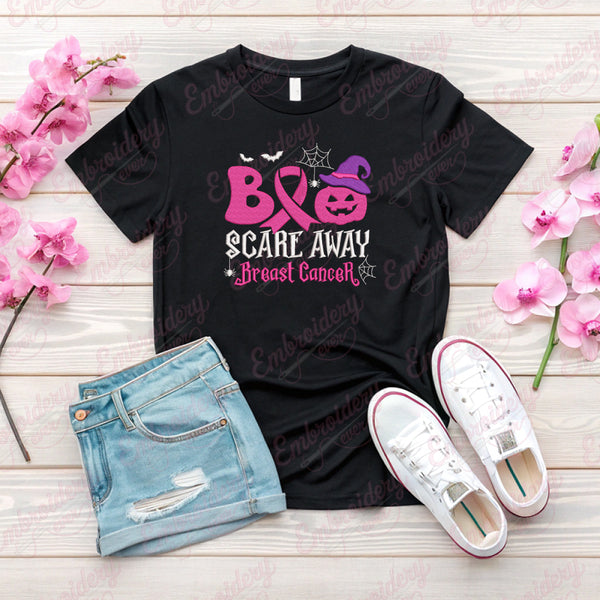 Boo Scare Away Breast Cancer Embroidery Design