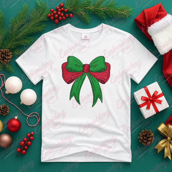 Christmas Bow Embroidery Design