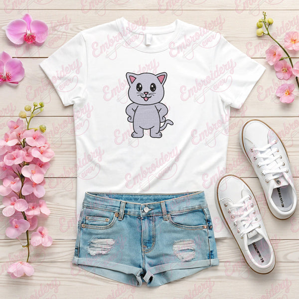 Funny Cat Embroidery Design