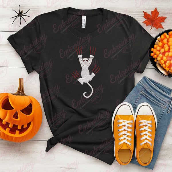 Halloween Scratching Cat Embroidery Design