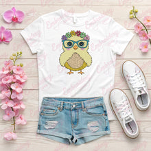 Glasses Chicken With Flowers Machine Embroidery File