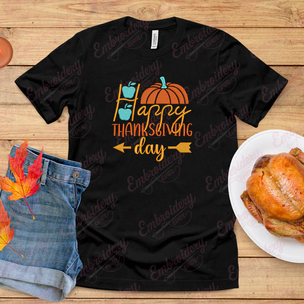 Happy Thanksgiving Saying Embroidery Design