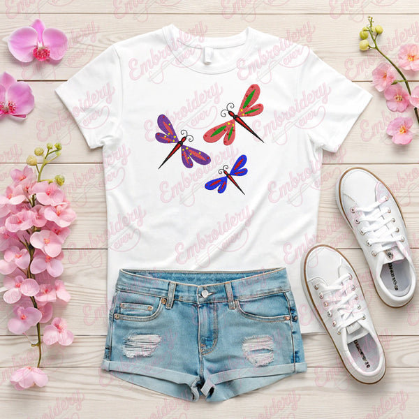Beautiful Dragonflies Embroidery Design