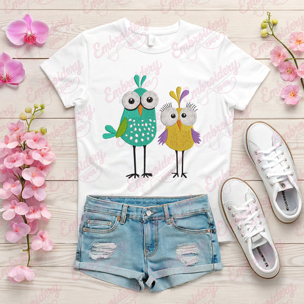 Cute Birds Embroidery Design