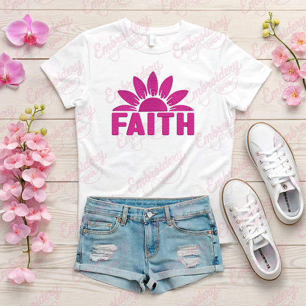 Faith Blossom Breast Cancer Embroidery Design