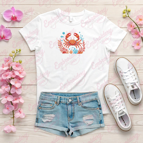 Cute Crab Motif Machine Embroidery Design